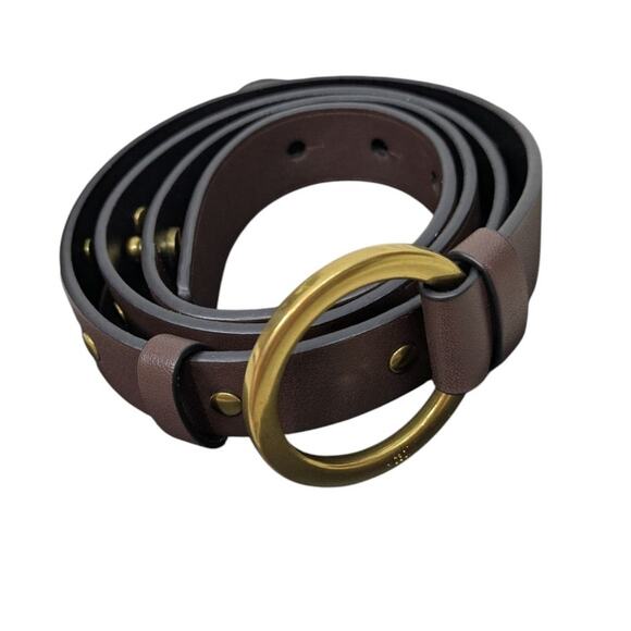 CABI Brown Leather Gold Tone Bridle Bit Studded Belt Size Medium - Picture 13 of 13